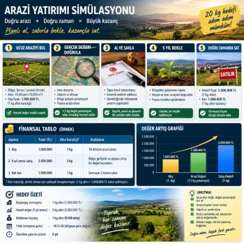 DijitalEmlak’tan 20 kilo altın Arazi Yatırım Simülasyonu.  5 yılda 35-40 kiloya ulaşma imkanı. 