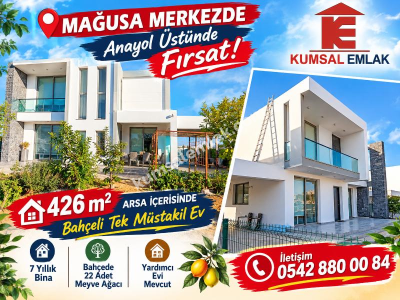 MAĞUSADA ANAYOL ÜSTÜNDE SATILIK TEK MÜSTAKİL BAHÇELİ EŞYALI  EV 
