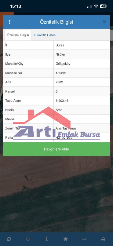 ARTI'DAN NİLÜFER GÖKÇEKÖY'DE TİCARİ İMARLI ARSA