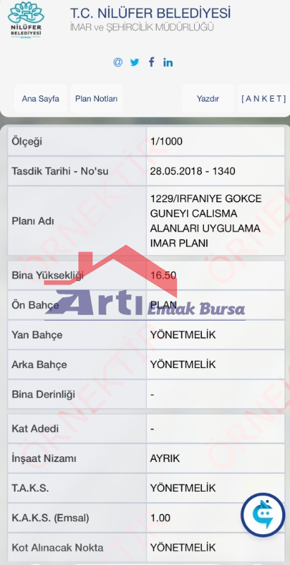 ARTI'DAN NİLÜFER GÖKÇEKÖY'DE TİCARİ İMARLI ARSA