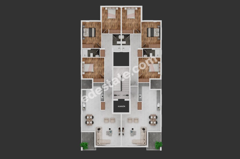 Lefkoşa Gönyeli'de SATILIK TÜRK KOÇANLI 2+1 PENTHOUSE