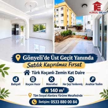 GÖNYELİ'DE SATILIK TÜRK KOÇANLI  3+1 ZEMİNKAT DAİRE 